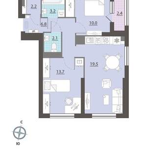 2-к квартира, вторичка, 59м2, 27/32 этаж