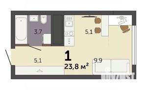 Студия квартира, строящийся дом, 24м2, 21/32 этаж