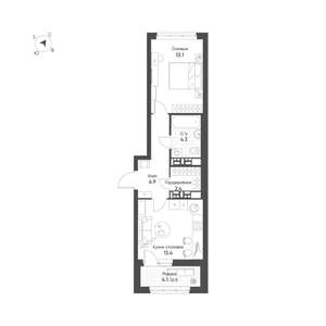 1-к квартира, вторичка, 42м2, 12/16 этаж