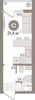 Студия квартира, вторичка, 21м2, 4/17 этаж