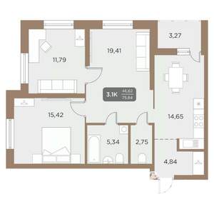 3-к квартира, вторичка, 76м2, 10/24 этаж