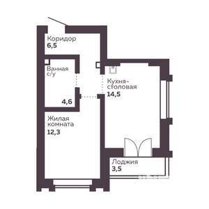 1-к квартира, вторичка, 38м2, 12/30 этаж