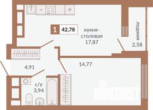 1-к квартира, вторичка, 43м2, 20/31 этаж