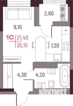 1-к квартира, вторичка, 26м2, 15/25 этаж