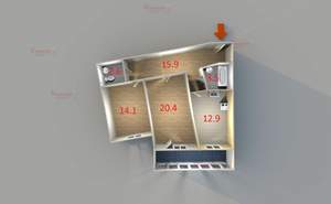 2-к квартира, вторичка, 73м2, 11/22 этаж