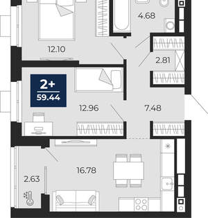 2-к квартира, вторичка, 59м2, 18/30 этаж