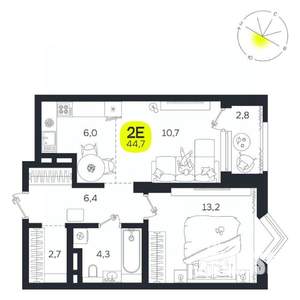 2-к квартира, вторичка, 45м2, 11/27 этаж