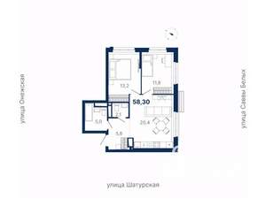 2-к квартира, вторичка, 58м2, 4/21 этаж