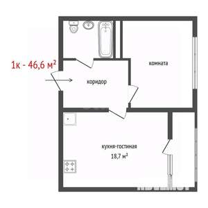 1-к квартира, вторичка, 47м2, 11/17 этаж