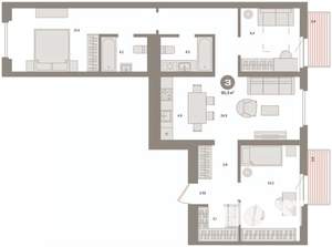 3-к квартира, вторичка, 95м2, 4/7 этаж