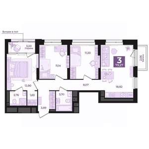 3-к квартира, вторичка, 79м2, 24/31 этаж