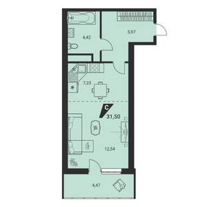 1-к квартира, вторичка, 32м2, 18/25 этаж