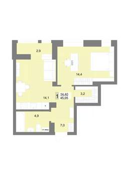 1-к квартира, вторичка, 45м2, 9/30 этаж