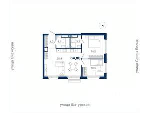 2-к квартира, вторичка, 65м2, 8/21 этаж