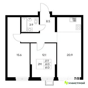 2-к квартира, вторичка, 61м2, 5/31 этаж