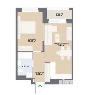 1-к квартира, вторичка, 47м2, 6/25 этаж