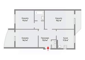 3-к квартира, вторичка, 76м2, 3/10 этаж