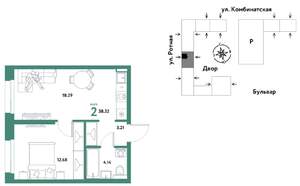 2-к квартира, вторичка, 38м2, 10/21 этаж