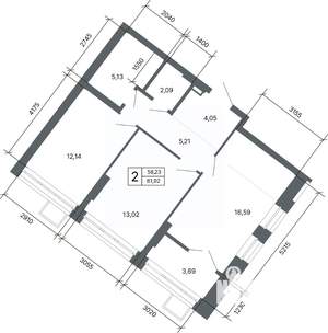 2-к квартира, вторичка, 61м2, 19/27 этаж