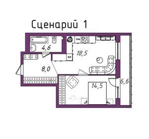 1-к квартира, вторичка, 52м2, 19/20 этаж