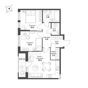 2-к квартира, вторичка, 60м2, 11/15 этаж