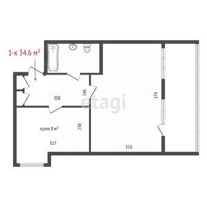 1-к квартира, вторичка, 35м2, 7/16 этаж