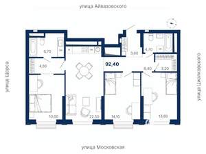 3-к квартира, вторичка, 92м2, 21/29 этаж
