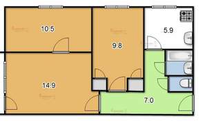 3-к квартира, вторичка, 53м2, 1/4 этаж
