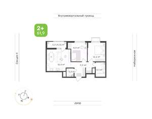 2-к квартира, вторичка, 62м2, 4/24 этаж
