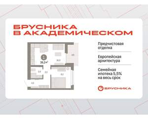 1-к квартира, вторичка, 39м2, 9/9 этаж