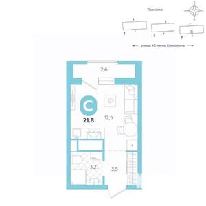 Студия квартира, вторичка, 22м2, 11/16 этаж