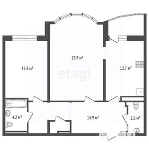 2-к квартира, вторичка, 76м2, 3/14 этаж