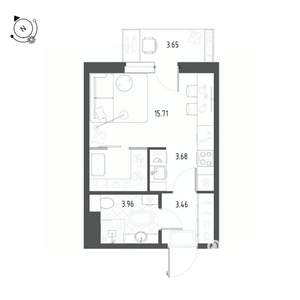 Студия квартира, строящийся дом, 28м2, 22/22 этаж