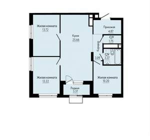 3-к квартира, вторичка, 77м2, 14/31 этаж