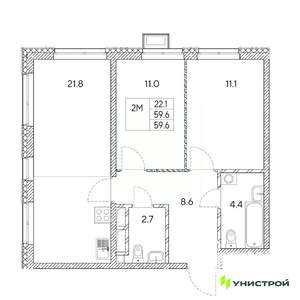 2-к квартира, вторичка, 60м2, 12/31 этаж
