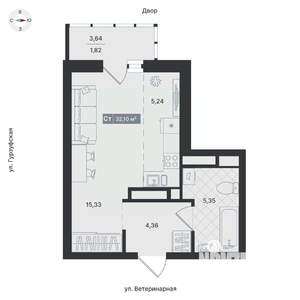 1-к квартира, вторичка, 32м2, 8/24 этаж