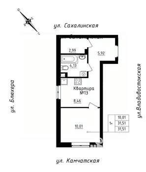 Студия квартира, строящийся дом, 32м2, 1/25 этаж