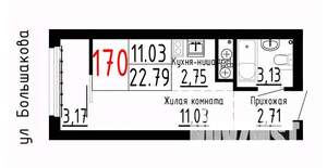 Студия квартира, строящийся дом, 23м2, 4/25 этаж