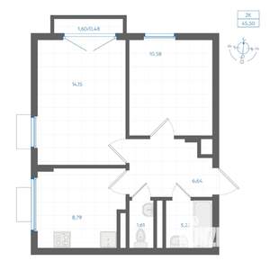 2-к квартира, вторичка, 46м2, 2/4 этаж