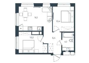 2-к квартира, вторичка, 47м2, 9/25 этаж