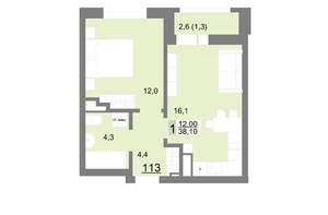 1-к квартира, вторичка, 38м2, 14/26 этаж