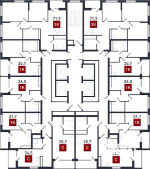 1-к квартира, вторичка, 32м2, 29/31 этаж