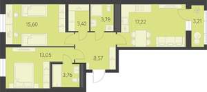 2-к квартира, вторичка, 67м2, 4/16 этаж