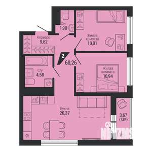 2-к квартира, вторичка, 60м2, 7/31 этаж