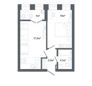 1-к квартира, вторичка, 43м2, 1/25 этаж