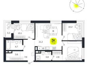 3-к квартира, вторичка, 77м2, 15/27 этаж