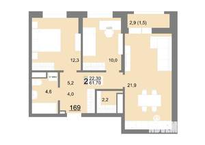 2-к квартира, вторичка, 62м2, 20/26 этаж