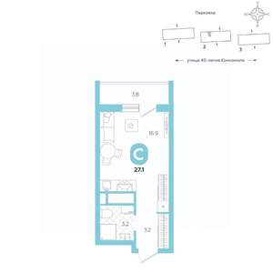 Студия квартира, вторичка, 27м2, 17/20 этаж