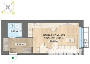 Студия квартира, вторичка, 30м2, 23/26 этаж