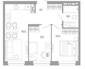 2-к квартира, вторичка, 46м2, 10/12 этаж